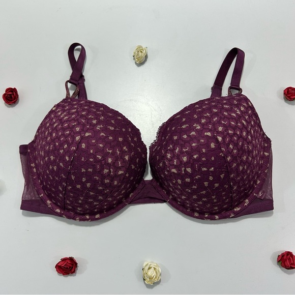 Victoria's Secret Purple and Gold Lace Push-Up Bra 38D - Picture 1 of 5